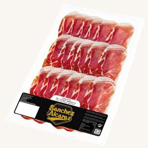 Sánchez Alcaraz Ibérico (50%) de cebo shoulder ham (paleta), white label, from Salamanca or Extremadura, pre-sliced 200 gr